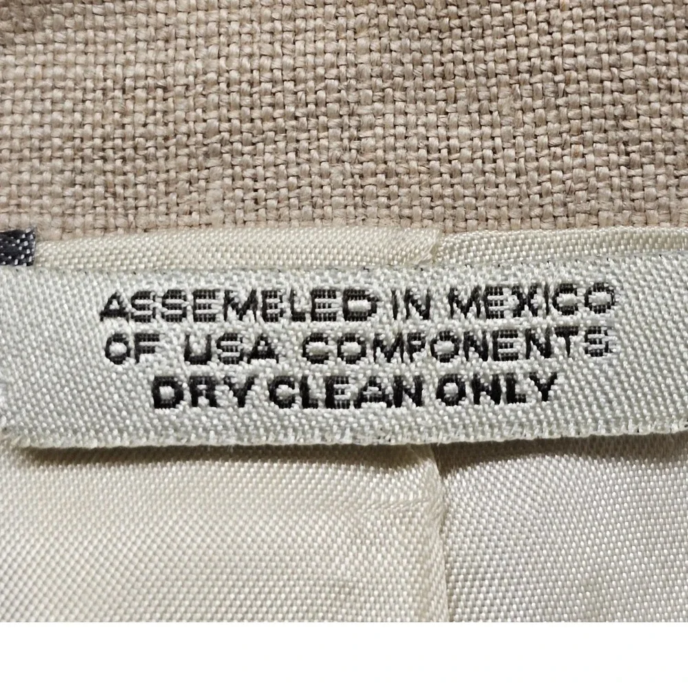 AKA Eddie Bauer Mens 38R Linen Blazer Tan Oatmeal 2 Button Sport Coat Regular
